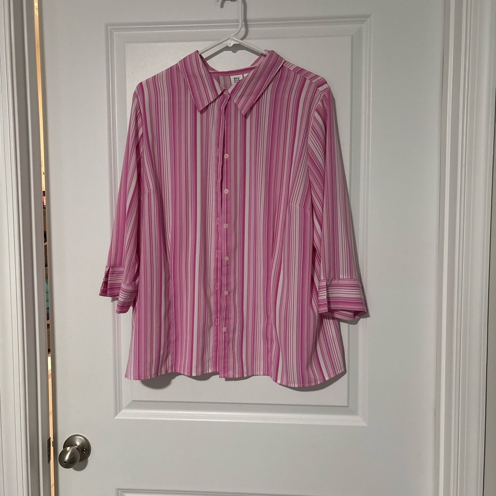 Apt. 9 Pink Striped Button Down Shirt